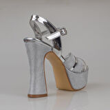 Trend Adımlar Gümüş Kadın Platform Kalın Topuk Abiye Ayakkabı