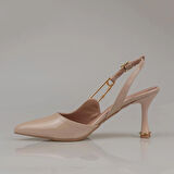 Trend Adımlar Ten Kadın Rugan Kemerli Klasik Ayakkabı