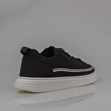 M2S Siyah Giza Lastikli Erkek Sneaker