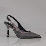 Trend Adımlar Platin Kadın Şeffaf Simli Klasik Topuklu Ayakkabı