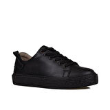 Trend Adımlar Siyah Mat Opi Hakiki Deri Kadın Sneaker