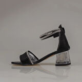 Trend Adımlar Siyah Taş İşleme Saten Cırtlı Kız Çocuk Klasik Ayakkabı