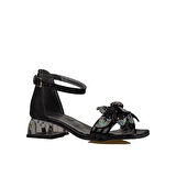 Trend Adımlar Siyah Kısa Topuklu Kemerli Kız Çocuk Klasik Ayakkabı