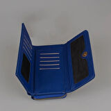 Levidor Saks Mavi Kadın Monogram Lisans Baskılı Cüzdan