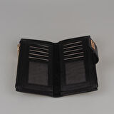 Levidor Siyah Düz Kemerli Kadın Cüzdan