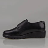 M2S Siyah Ultra Hafif Hakiki Deri Kadın Comfort Ayakkabı