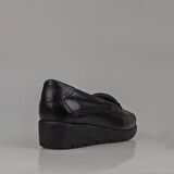 M2S Siyah Ultra Hafif Hakiki Deri Kadın Anne Ayakkabısı