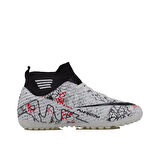 M2S Beyaz-Siyah Erkek Boğazlı Esnek Halı Saha Ayakkabısı