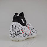 M2S Beyaz-Siyah Erkek Boğazlı Esnek Halı Saha Ayakkabısı