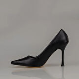 Trend Adımlar Siyah Kadın Düz Deri Stiletto