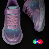 Trend Adımlar Pembe Simli Saten Kız Çocuk Sneaker