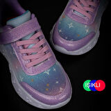 Trend Adımlar Pembe Simli Saten Kız Çocuk Sneaker