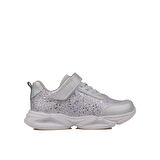 Trend Adımlar Gümüş Simli Saten Kız Çocuk Sneaker