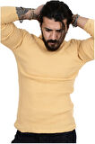 Erkek Camel Balıkçı Yaka Çizgili Slim Fit Örme Kazak 2100015