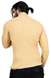 Erkek Camel Balıkçı Yaka Çizgili Slim Fit Örme Kazak 2100015