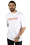 DeepSEA Erkek Beyaz Önü Feelings Yazı Baskılı Oversize Tişört 2200512