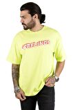 DeepSEA Erkek Yeşil Önü Feelings Yazı Baskılı Oversize Tişört 2200512