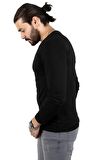 DeepSEA Erkek Siyah Uzun Kollu Sıfır Yaka Sweat 2300423