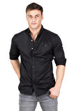 DeepSEA Erkek Siyah Çıt Çıt Düğmeli Kot Gömlek 2300413