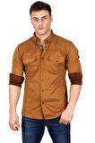 DeepSEA Erkek Taba Çift Cep Süet Gömlek 2302329