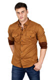 DeepSEA Erkek Taba Çift Cep Süet Gömlek 2302329