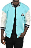 DeepSEA Erkek Açık Mavi İçi Şardonlu Üç İplik Armalı Kolej Ceket Kolej Yaka Mont 2304776