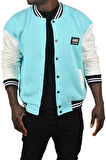 DeepSEA Erkek Açık Mavi İçi Şardonlu Üç İplik Armalı Kolej Ceket Kolej Yaka Mont 2304776