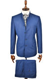 DeepSEA Erkek Lacivert Hakim Yaka Tek Yırtmaç Slim Fit 2 Li Takım Elbise 2302013