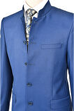 DeepSEA Erkek Lacivert Hakim Yaka Tek Yırtmaç Slim Fit 2 Li Takım Elbise 2302013