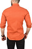 DeepSEA Erkek Kiremit Slim Fit Dar Kesim Pamuklu Spor Gömlek Çıtçıtlı Likralı Gabardin Gömlek 2300421