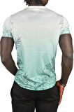 DeepSEA Erkek Yeşil Yakası Yazılı Dijital Baskılı Batik Yıkama Slim Fit Tişört 2403210