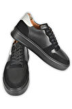 DeepSEA Erkek Siyah Bağcıklı Yüksek Poli Taban Spor Ayakkabı  Sneaker 2509946