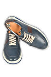 DeepSEA Erkek Lacivert Bağcıklı Ortopedik Poli Taban Orjinal Deri Spor Sneaker Ayakkabı 2509956