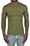 DeepSEA Erkek Haki Uzun Kollu Sıfır Yaka Sweat 2300423