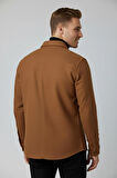 DeepSEA Erkek Kahve Dar Kesim Cepleri Kapaklı Çıtçıtlı İnce Kaşe Ceket Mont 2500559