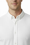 DeepSEA Erkek Beyaz Likralı Kumaşı Fitilli Slim Fit Uzun Kollu Gömlek 2500805