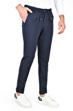 DeepSEA Erkek Lacivert Beli Lastikli Slim Fit Likralı Duble Paça Penye Spor Pantolon 2502385