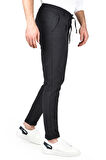 DeepSEA Erkek Koyu Lacivert Beli Lastikli Slim Fit Likralı Duble Paça Penye Spor Pantolon 2502385