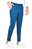 DeepSEA Erkek Mavi Beli Lastikli Slim Fit Likralı Duble Paça Penye Spor Pantolon 2502385