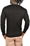 DeepSEA Erkek Siyah Slim Fit V Yaka Basic Triko İnce Kazak 2505494