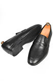 DeepSEA Erkek Siyah Desenli Hakiki Deri Klasik Ayakkabı Loafer 2501002