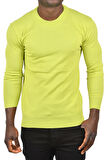 DeepSEA Erkek Açık Yeşil Bisiklet Yaka Triko Dar Kalıp  Tüylenmeyen Kazak 2505499