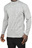 DeepSEA Erkek Gri Slim Fit Baklava Desenli Tam Balıkçı Yaka Boğazlı Triko Balıkçı Yaka Kazak 2505507