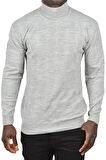 DeepSEA Erkek Gri Slim Fit Baklava Desenli Tam Balıkçı Yaka Boğazlı Triko Balıkçı Yaka Kazak 2505507