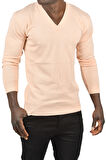 DeepSEA Erkek Pudra Slim Fit V Yaka Basic Triko İnce Kazak 2505494