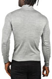 DeepSEA Erkek Gri DeepSEA Baklava Desenli Slim Fit Yarım Balıkçı Yaka Triko Boğazlı Kazak 2505511