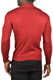 DeepSEA Erkek Bordo DeepSEA Baklava Desenli Slim Fit Yarım Balıkçı Yaka Triko Boğazlı Kazak 2505511