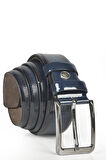 DeepSEA Erkek Lacivert Lazer İşlemeli İnce Klasik Parlak Suni Deri Kemer 2402627