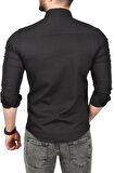 DeepSEA Erkek Siyah Slim Fit Pamuklu Cepli Kot Gömlek Çıtçıtlı Uzun Kollu Spor Gömlek 2502503