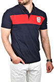 DeepSEA Erkek Lacivert Slim Fit Nefes Alan Pamuklu Kumaş Dar Kesim Kıvrılmaz Yaka Polo Yaka Tişört 2503019